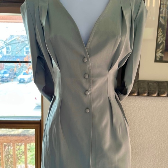 Lake Blue Gathered-Sleeve Button-Up Mini Dress - Picture 2 of 6